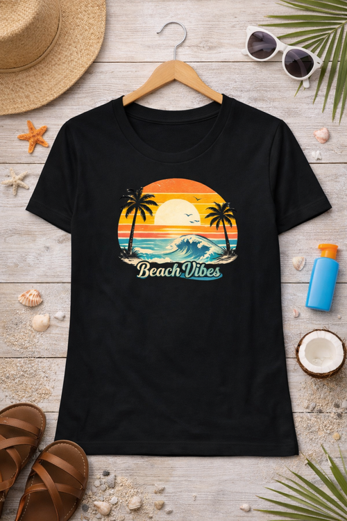 Beach Vibes / Women's Pure Cotton T-Shirt Kool Styles