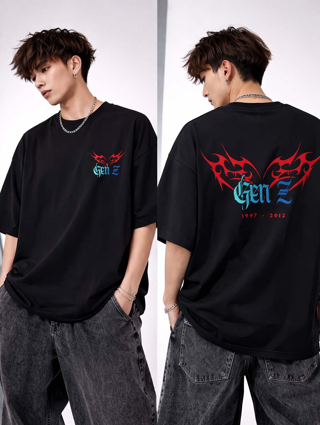 Premium Unisex Oversized Terry T-Shirt - Gen Z Graphic Streetwear Tee